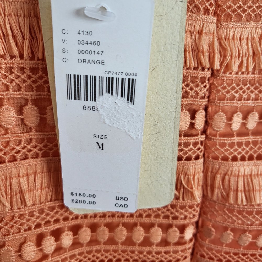 NWT Anthropologie Let me be orange fringed tube boho dress size M - Picture 6 of 11